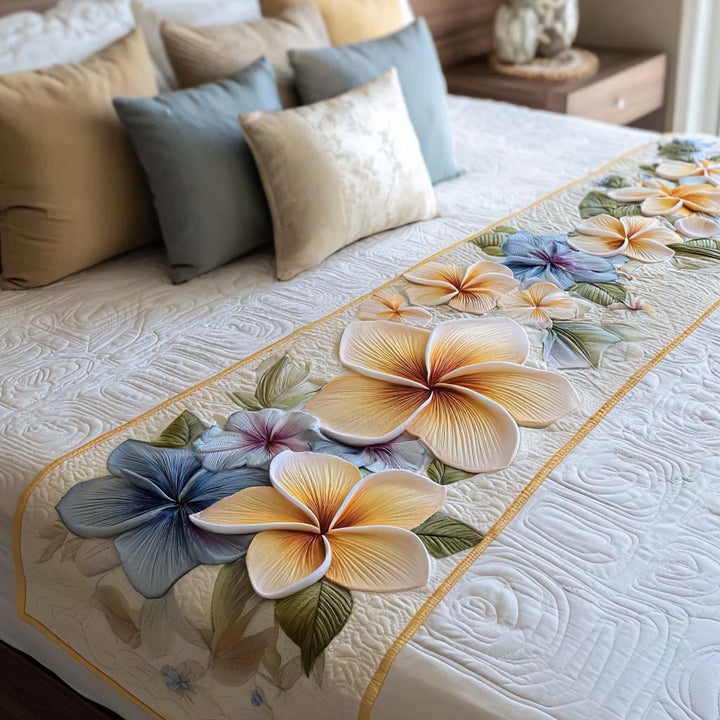 Plumeriakert – patchwork ágytakaró