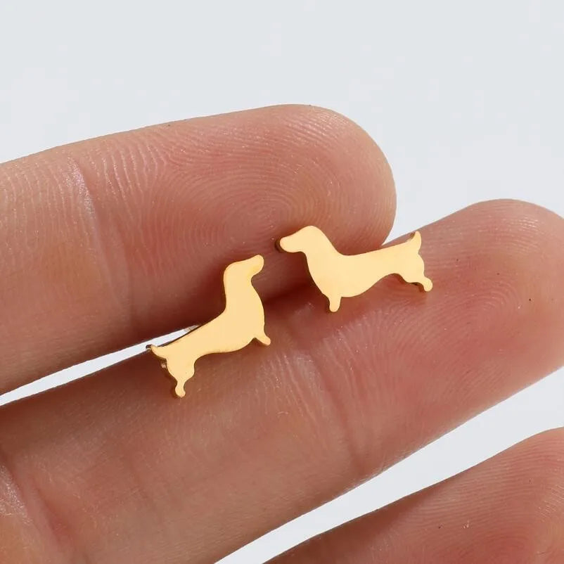 Dachshund fülbevalók – Minimalista fém fülbevalók